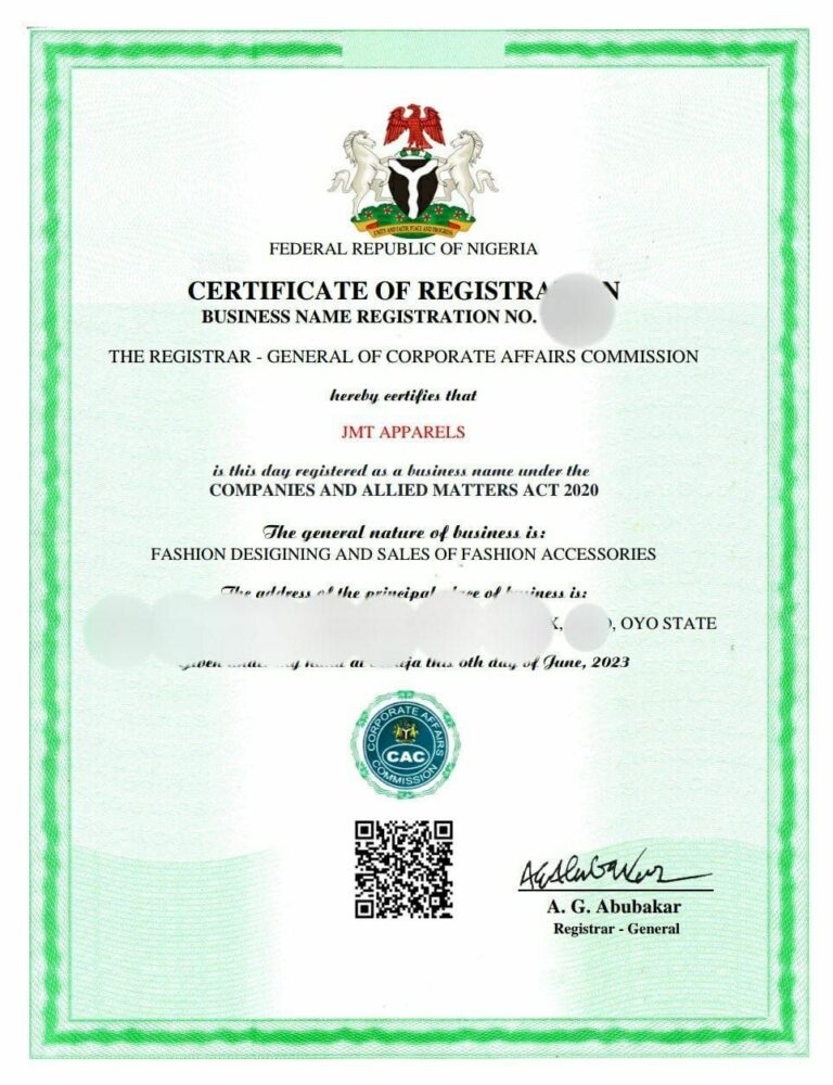 Business name registration In NIgeria