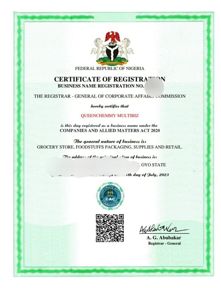 Business name registration In NIgeria